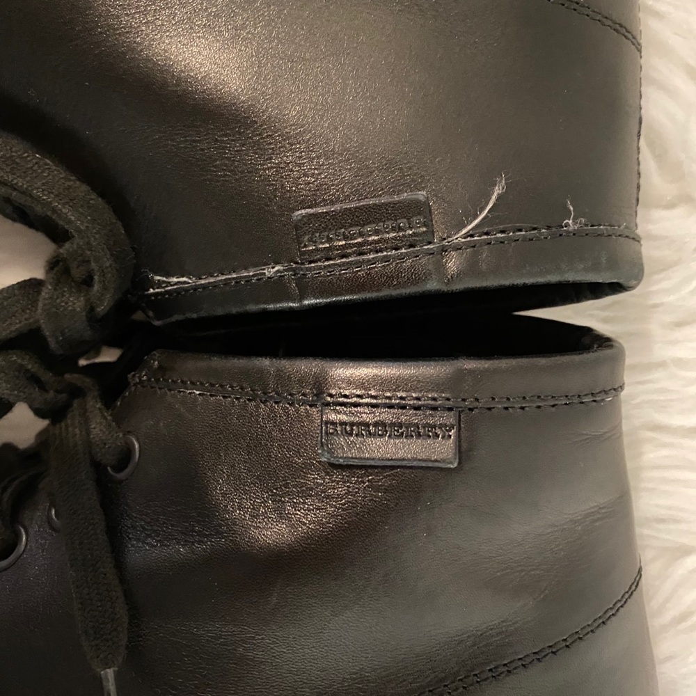 Burberry Black Leather Moto Combat Lace Up Military Boots Sneakers Shoes Sz 40 7 - Picture 11 of 16